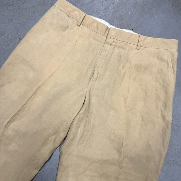 Vintage Polo Ralph Lauren Linen Silk Trousers Beige Pants 36x30 - Picture 2 of 11